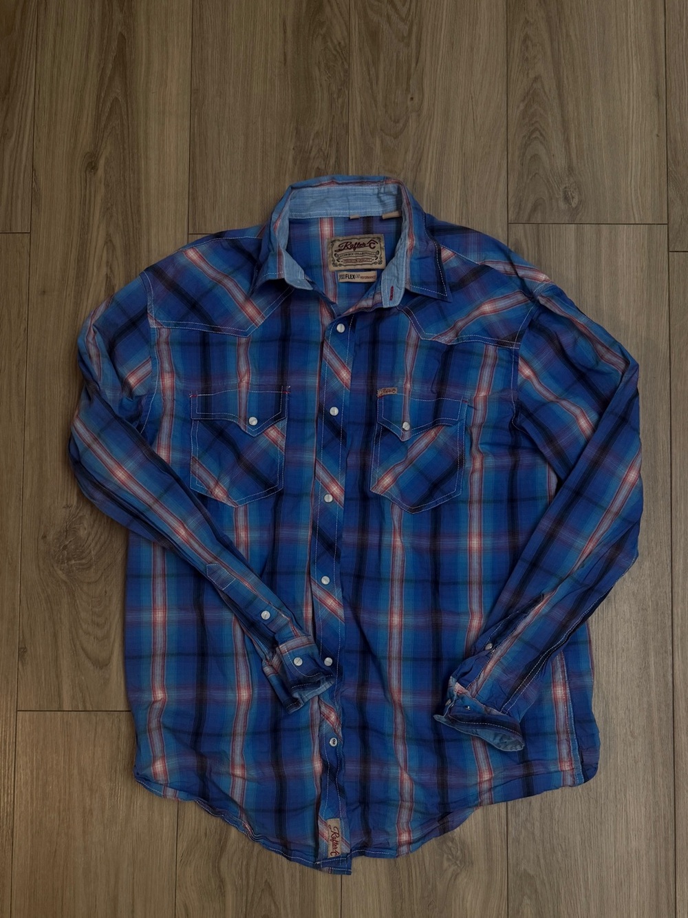Rafter C Blue Plaid Long-Sleeve Button-Down Shirt